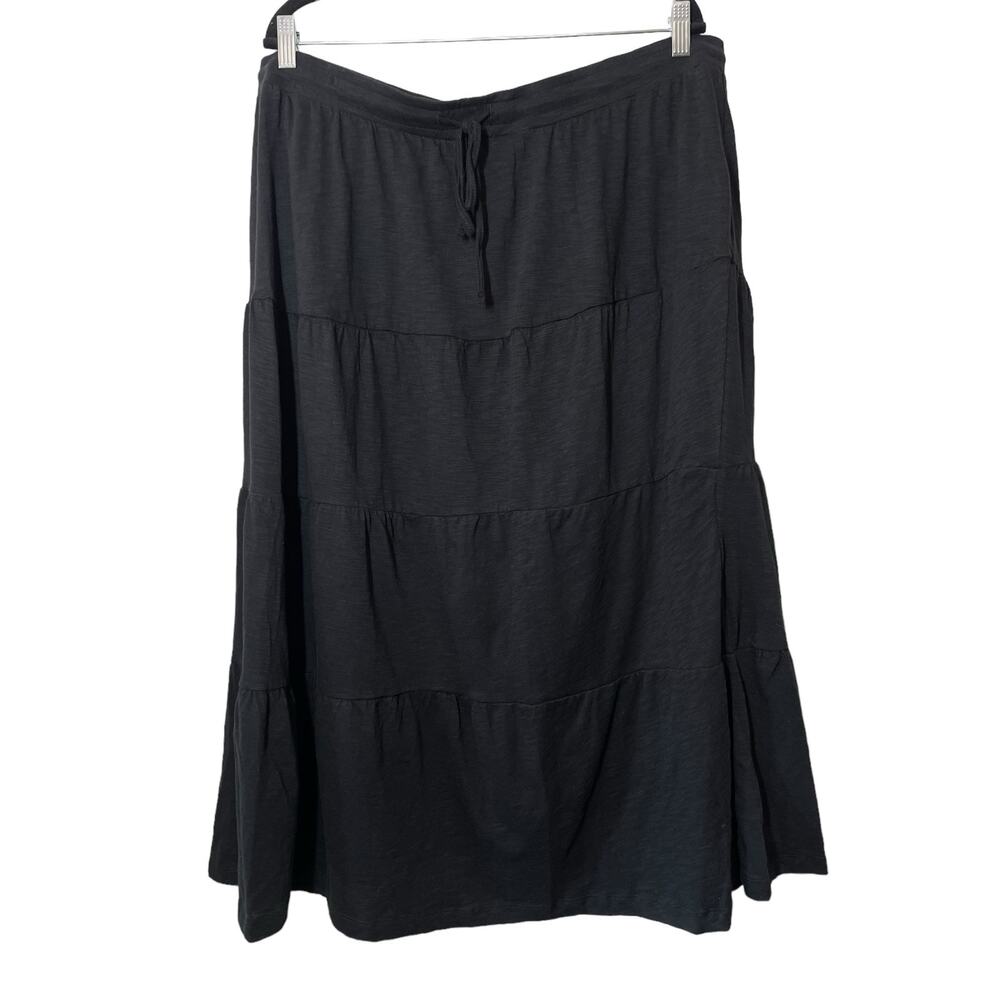 Avenue Tiered Black Skirt Midi NWT 22/24 Womens Cotton